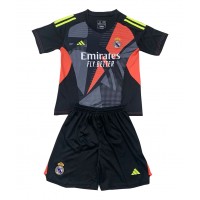 Camisa de Futebol Real Madrid Goleiro Equipamento Secundário Infantil 2024-25 Manga Curta (+ Calças curtas)